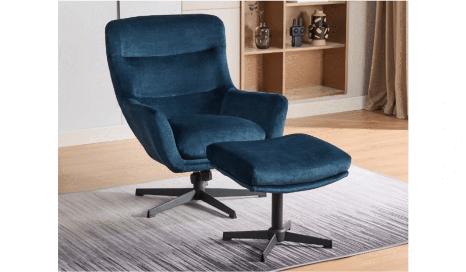 Isla Ocean Blue Swivel Recliner chair with Footstool BRAND NEW