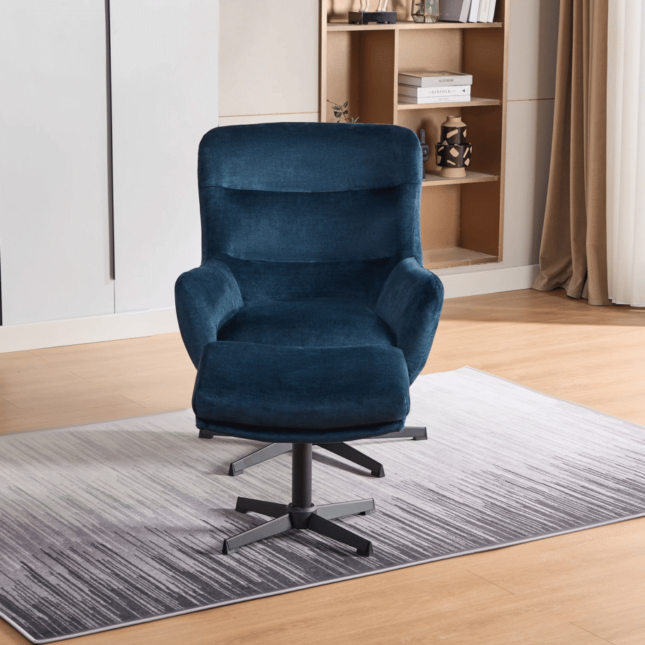 Isla Ocean Blue Swivel Recliner chair with Footstool BRAND NEW
