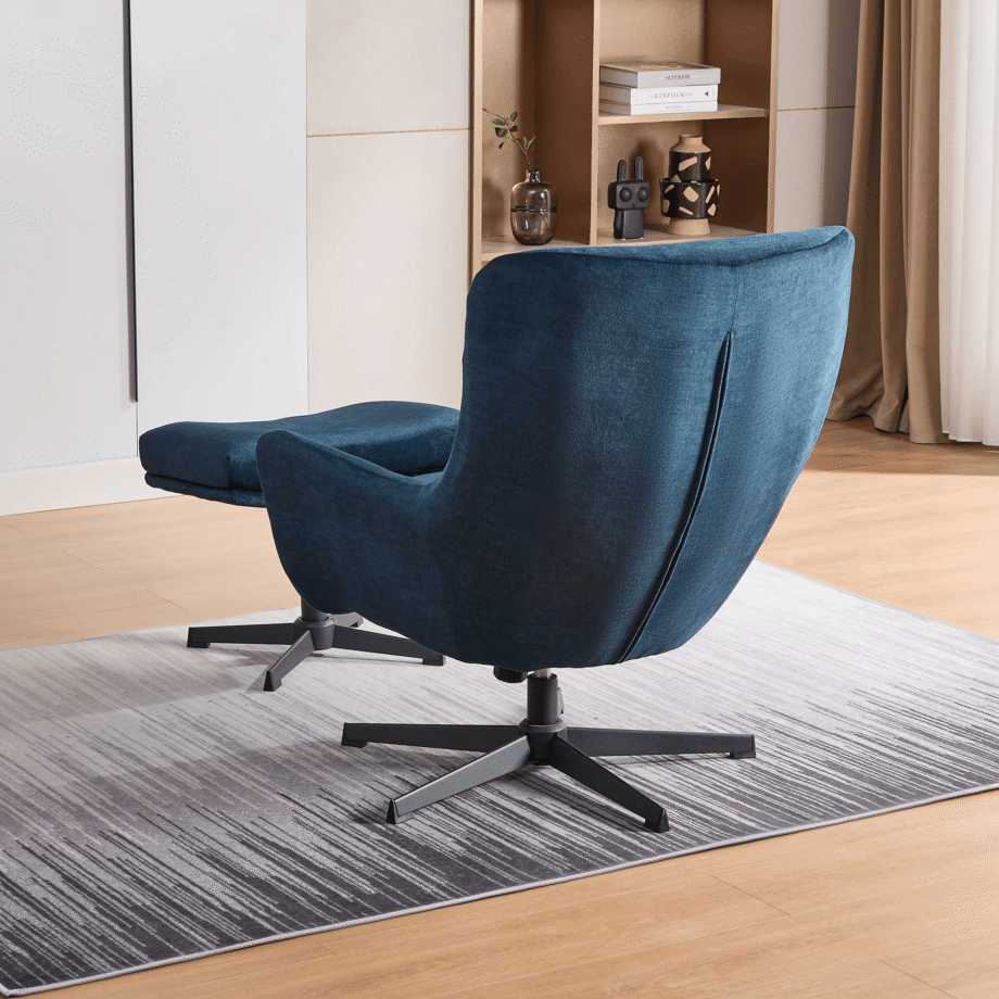 Isla Ocean Blue Swivel Recliner chair with Footstool BRAND NEW