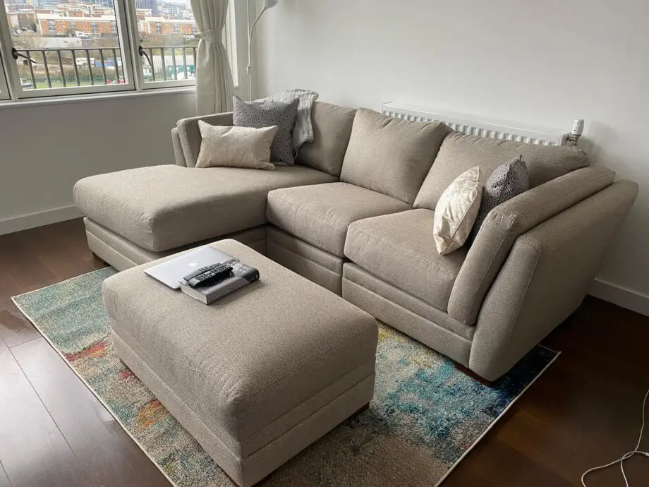 DFS Longbeach 3 seat LHF Sofa Chaise, Arm chair and Footstool with Storage