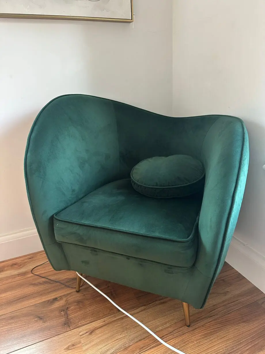 2x Velvet Bottle Green Sofia Accent Chair
