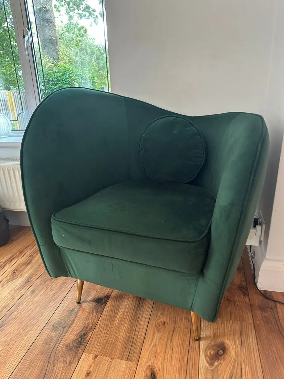 2x Velvet Bottle Green Sofia Accent Chair