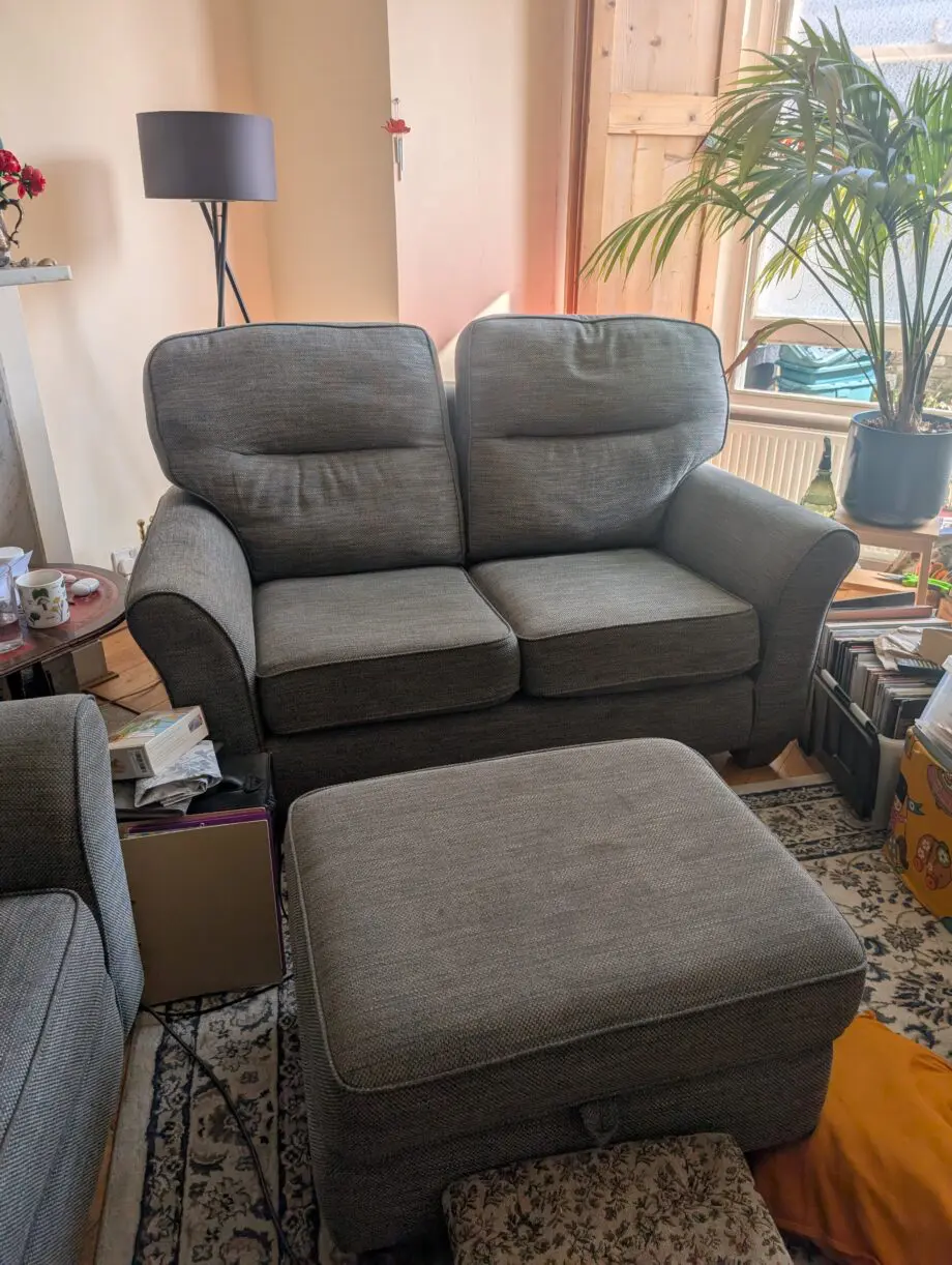 3 Piece Set, 2 seater sofa, large chair and footstool