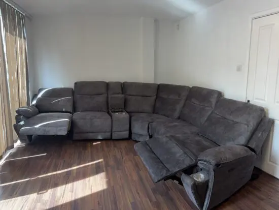 Osaka Modular Corner Sofa Power recliner With Console Grey