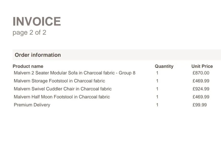 Oak furnitureland charcoal 2 seater sofa + armchair + 1 footstool with storage + 1 half moon footstool