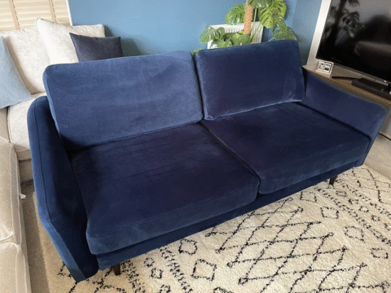 Three seater Snug navy blue "Rebel" velvet sofa