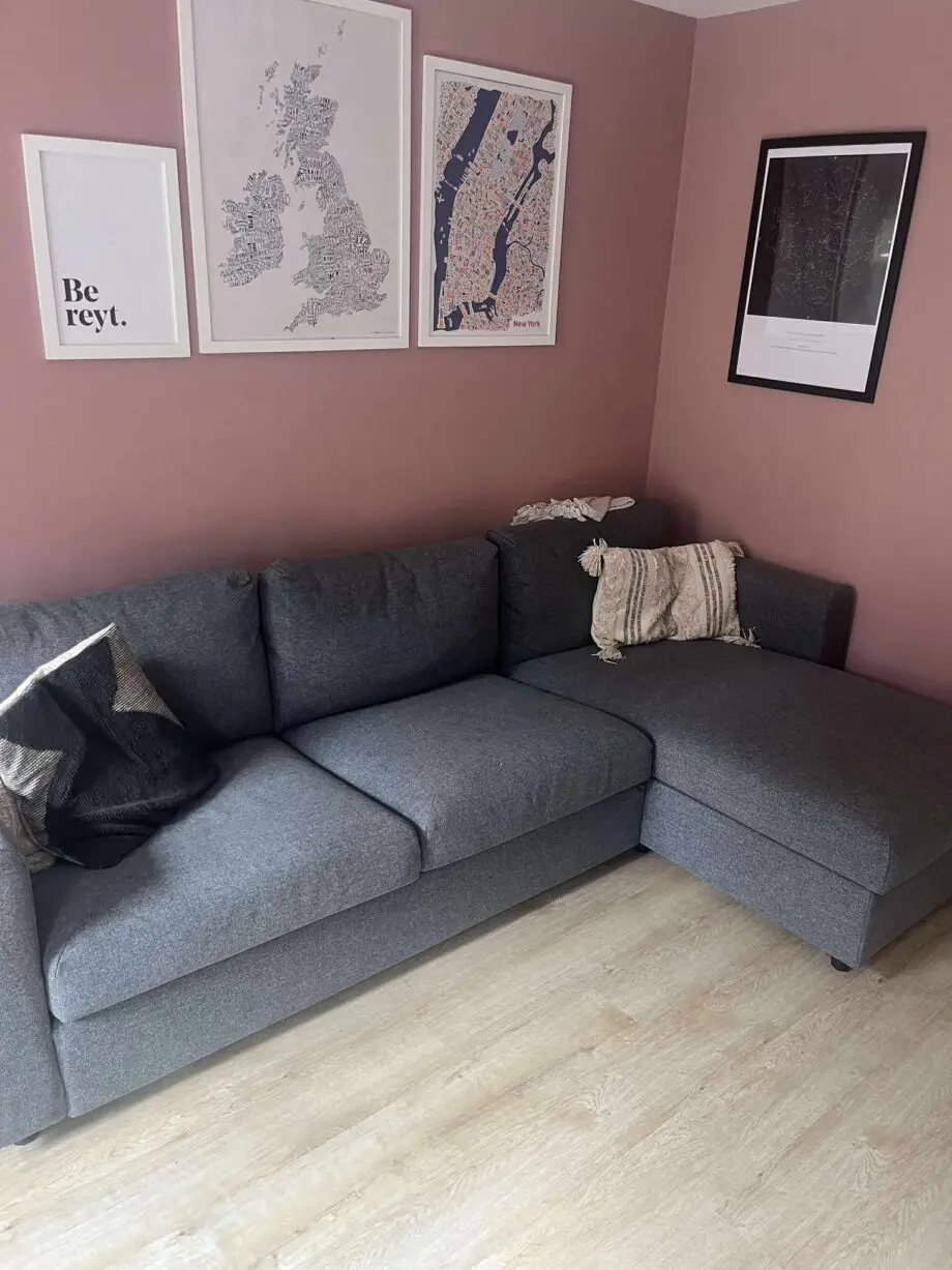 Ikea VIMLE 3-Seat Sofa Bed With Chaise Longue (Grey)