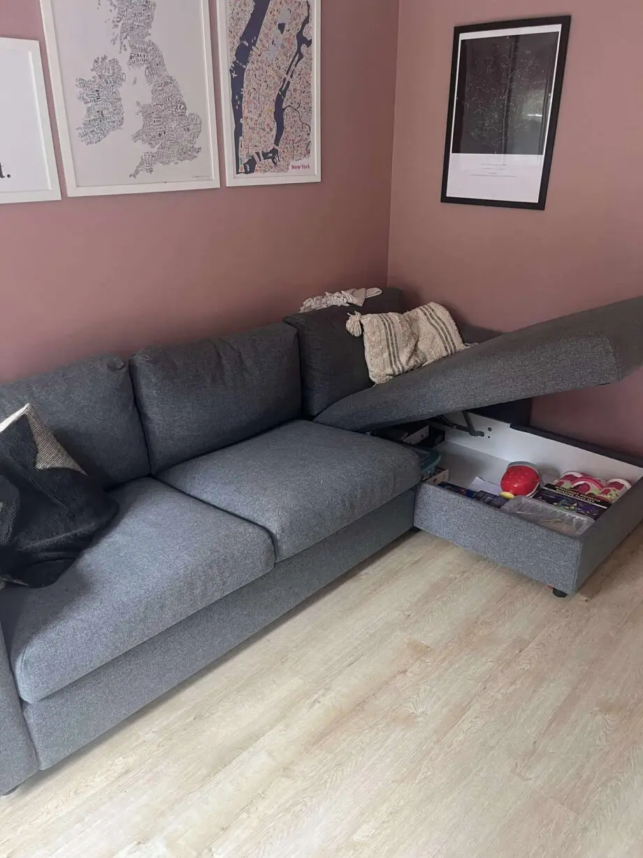 Ikea VIMLE 3-Seat Sofa Bed With Chaise Longue (Grey)