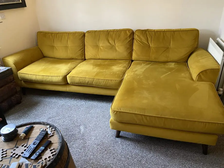DFS Zeke Right Hand Facing Chaise Sofa - Mustard