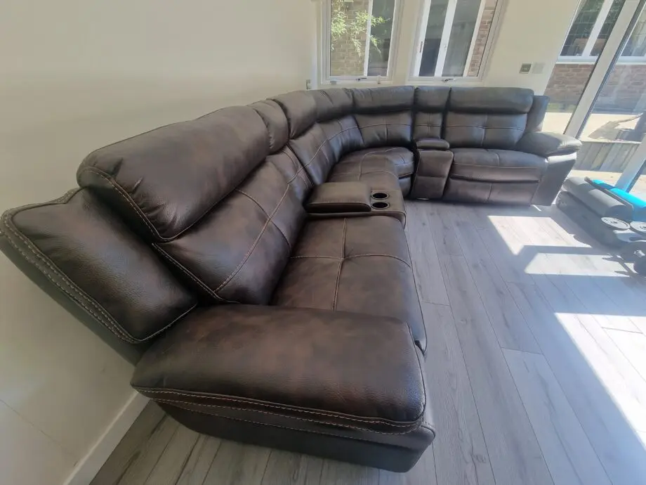 Brown leather Langdale corner sofa