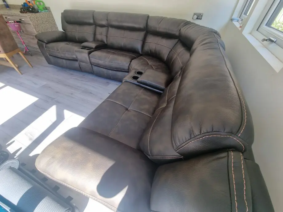 Brown leather Langdale corner sofa