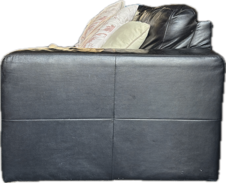 Ikea 3 seater black leather sofa