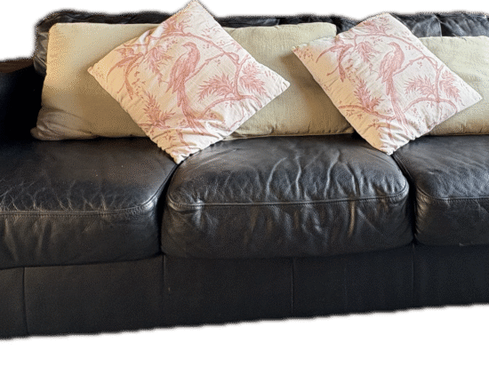 Ikea 3 seater black leather sofa