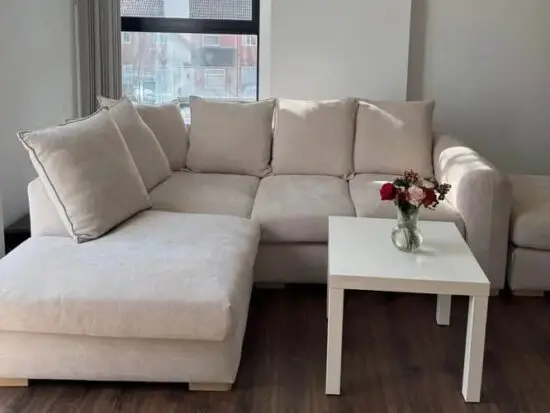 Chelsea Sectional Sofa With Pouffe For Sale || Free Home Delivery