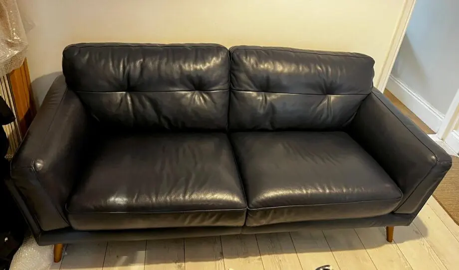 DFS 3-Seater Axel Sofa Navy Blue Leather