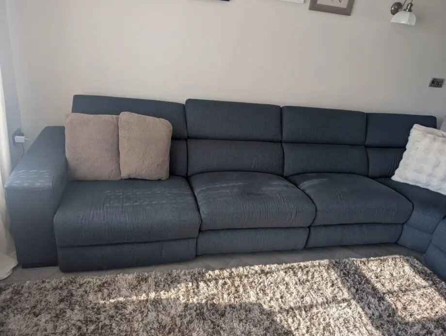 DFS Blue Corner Sofa Top Spec -Electric Recliner Drawers/Wireless Charging/Drink Holders/Storage/USB
