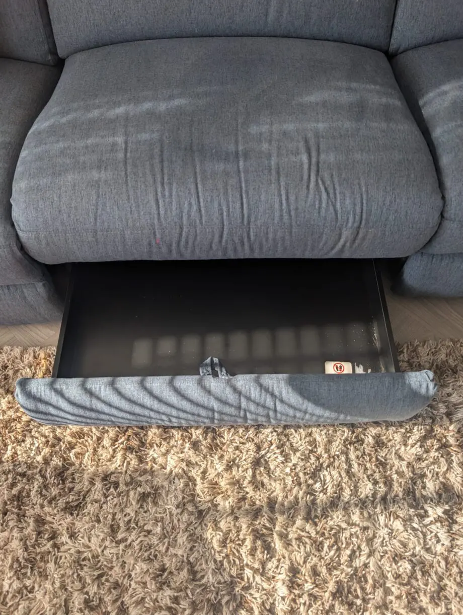 DFS Blue Corner Sofa Top Spec -Electric Recliner Drawers/Wireless Charging/Drink Holders/Storage/USB