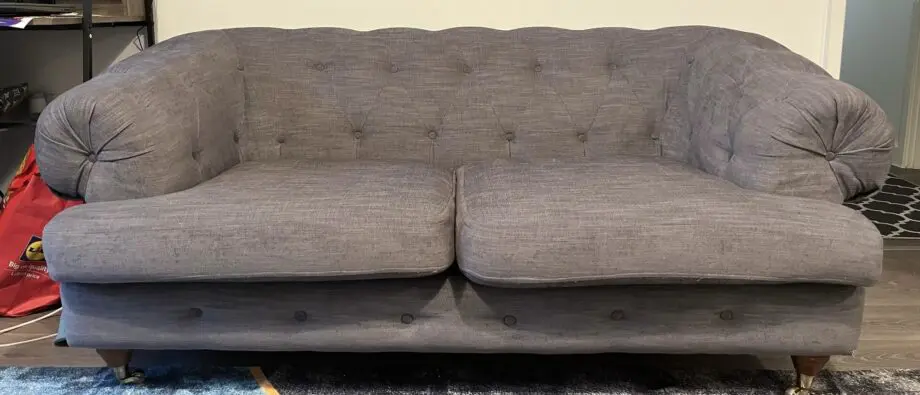 Grey linen blend sofa and armchair