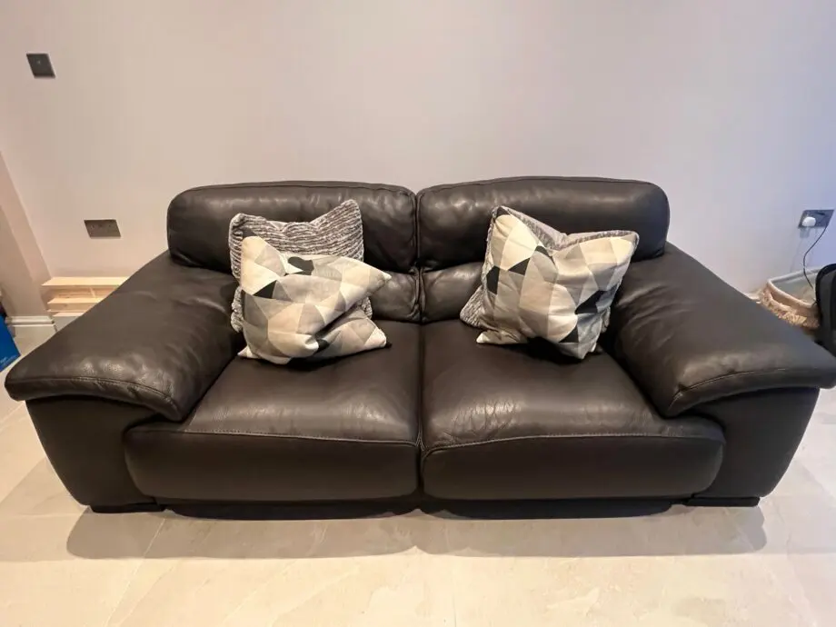 Roche Bobois, leather sofa, anthracite gray