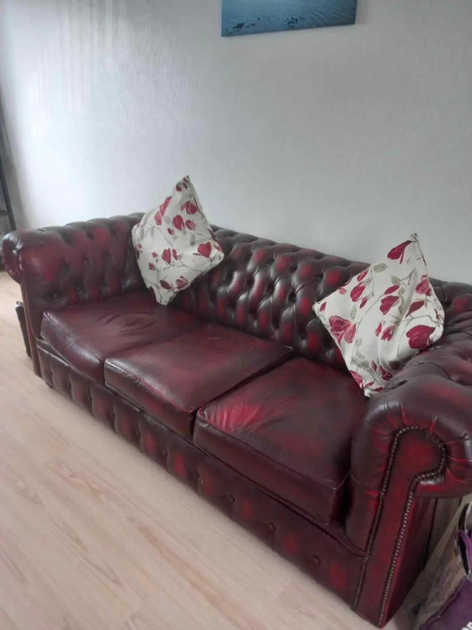 Oxblood chesterfield sofa set