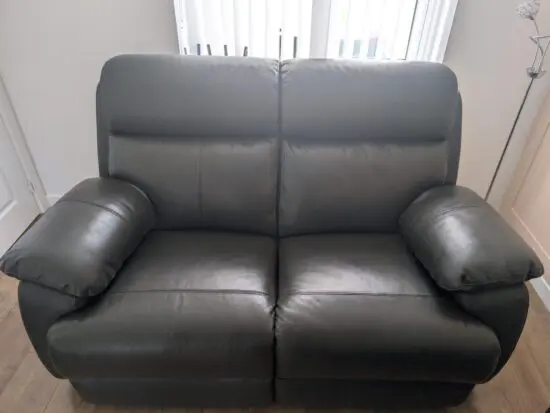 SCS Black Leather Reuben Sofa