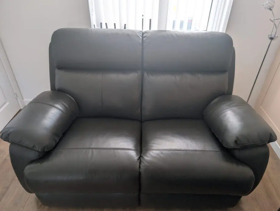 SCS Black Leather Reuben Sofa