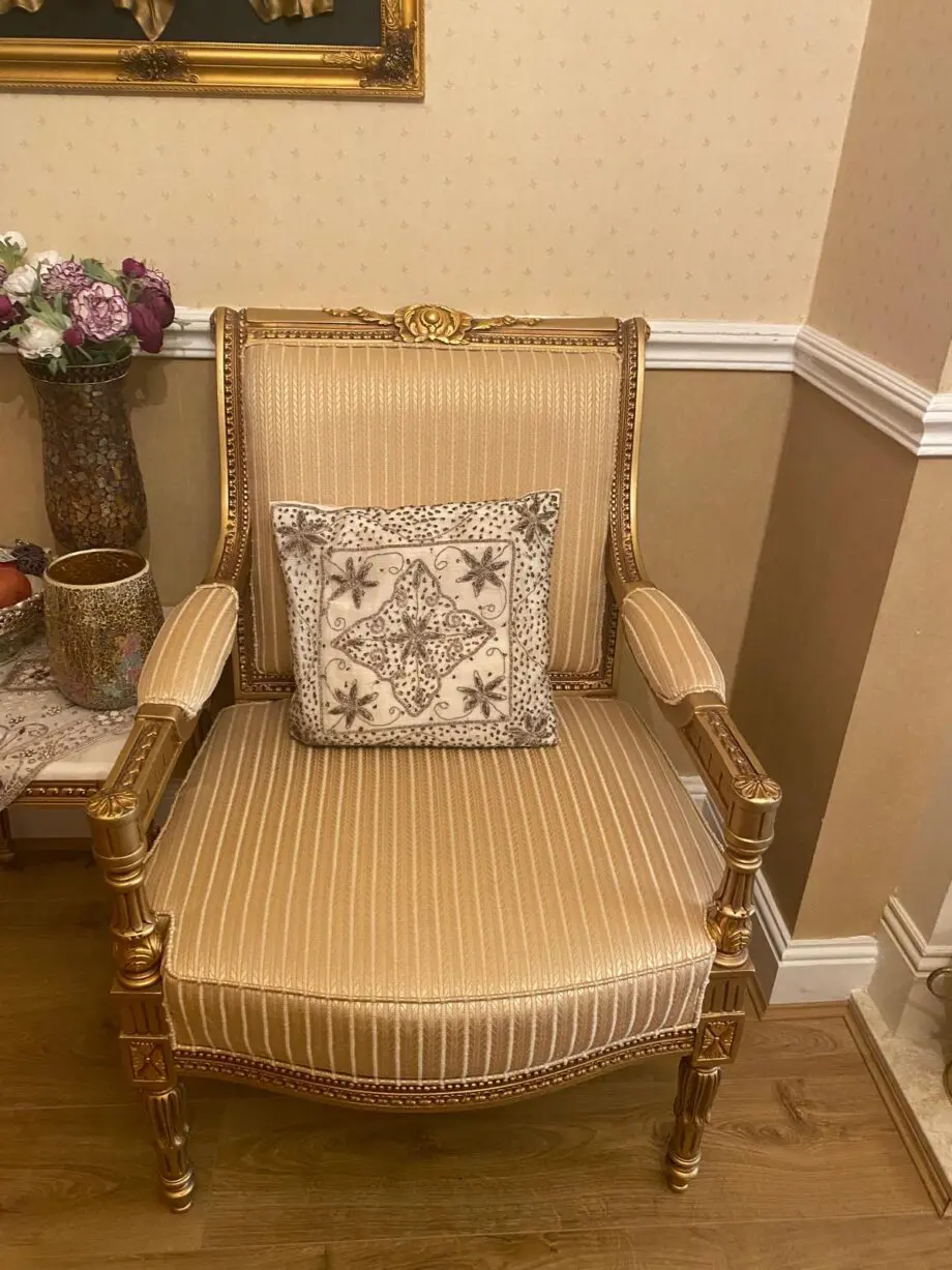 Set of 2 Elegant Gold Armchairs – Bought in Dubai