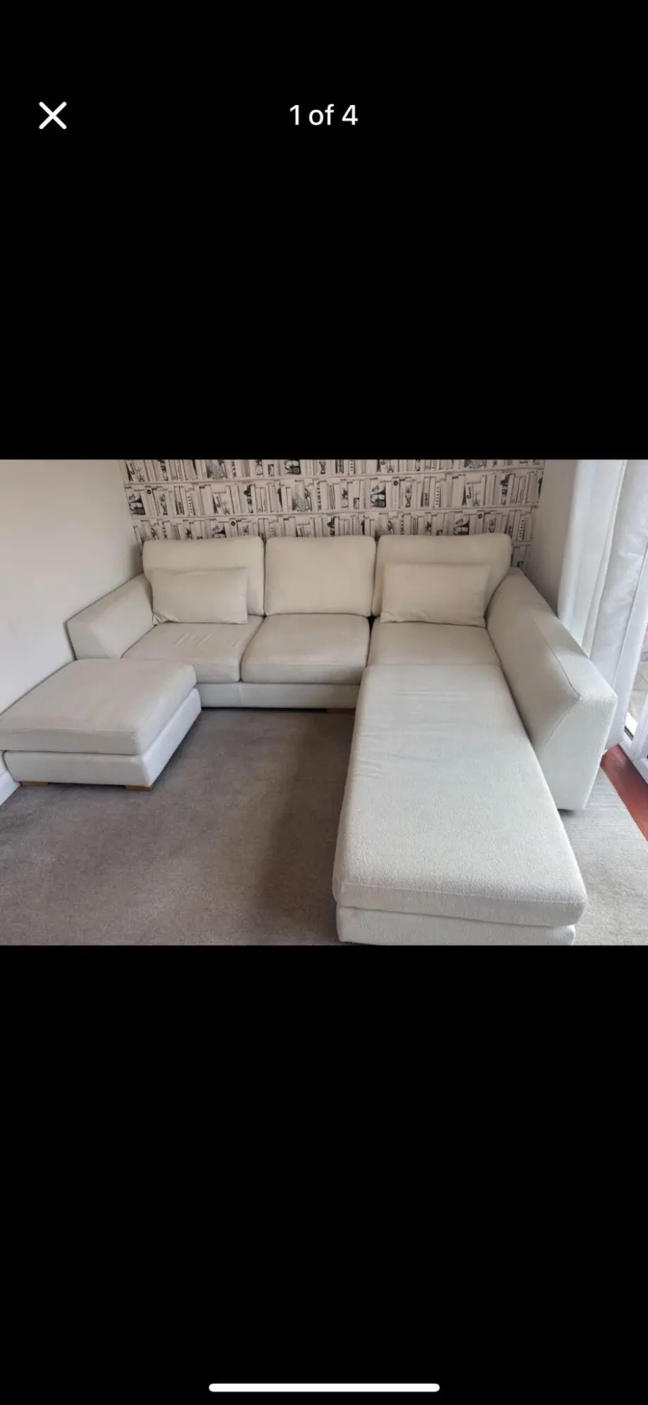 DFS Calix Ivory Right hand facing large chaise end sofa