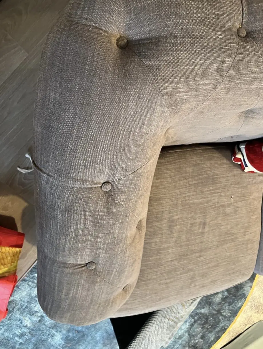 Grey linen blend sofa and armchair