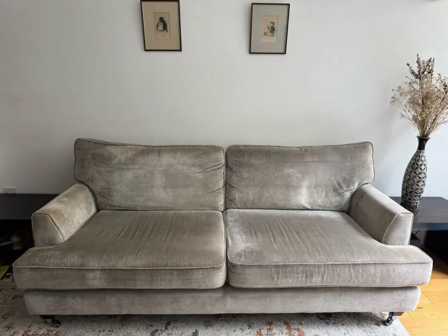 Stylish grey velvet Sofa Workshop sofa
