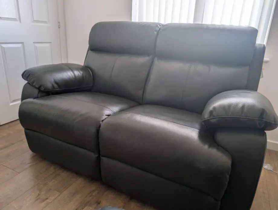 SCS Black Leather Reuben Sofa