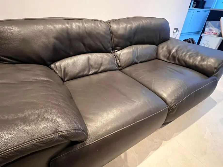 Roche Bobois, leather sofa, anthracite gray