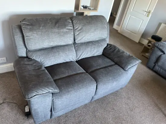 OAK FURNITURE LAND - 2 SEATER - GREY SOFA