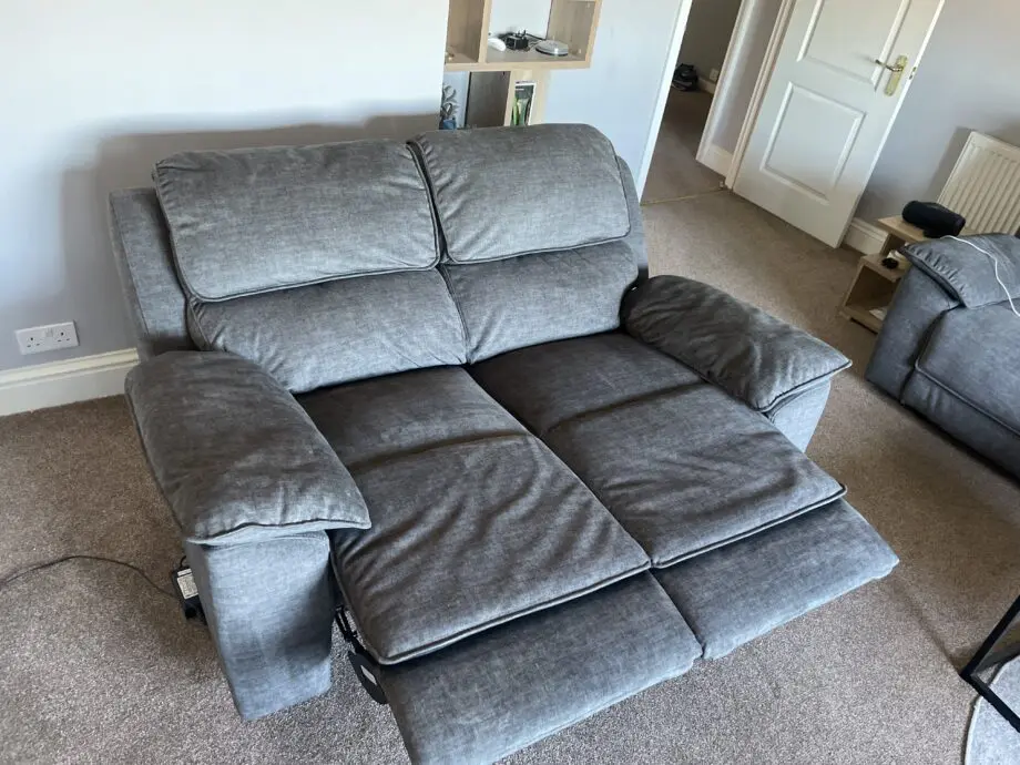 OAK FURNITURE LAND - 2 SEATER - GREY SOFA