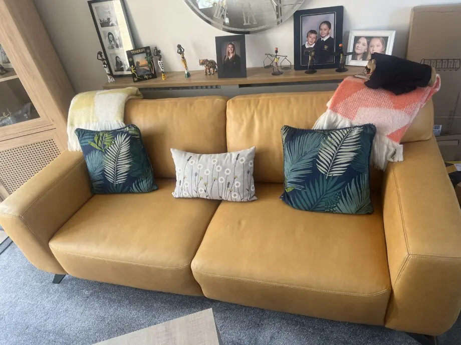 Mustard yellow 3 seater sofa x2 DFS