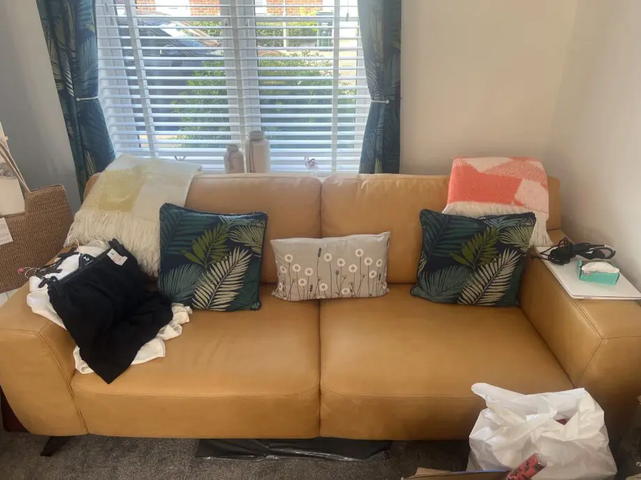 Mustard yellow 3 seater sofa x2 DFS