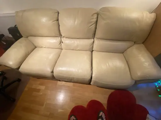 Leather cream sofa