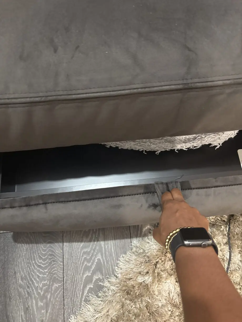 Grey corner cinema sofa with storage