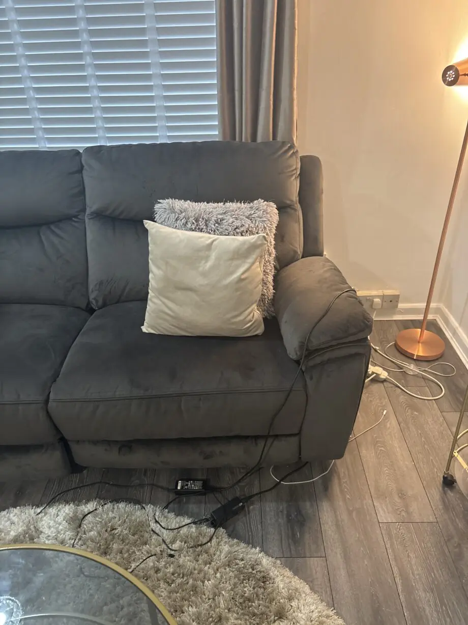 Grey corner cinema sofa with storage