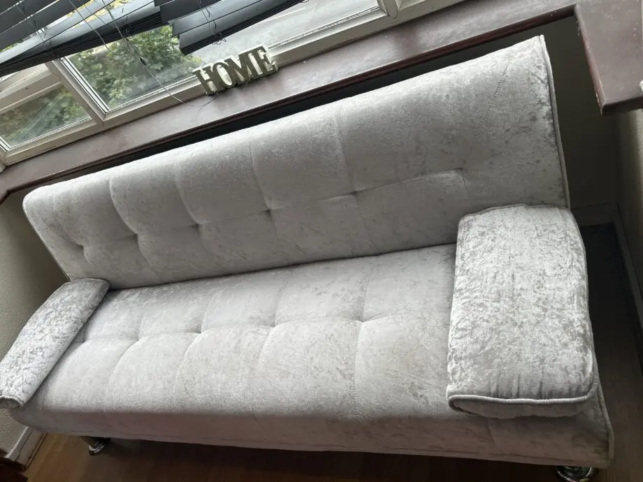 Italian Designer Crush Velvet Style Sofa Bed with Chrome Legs