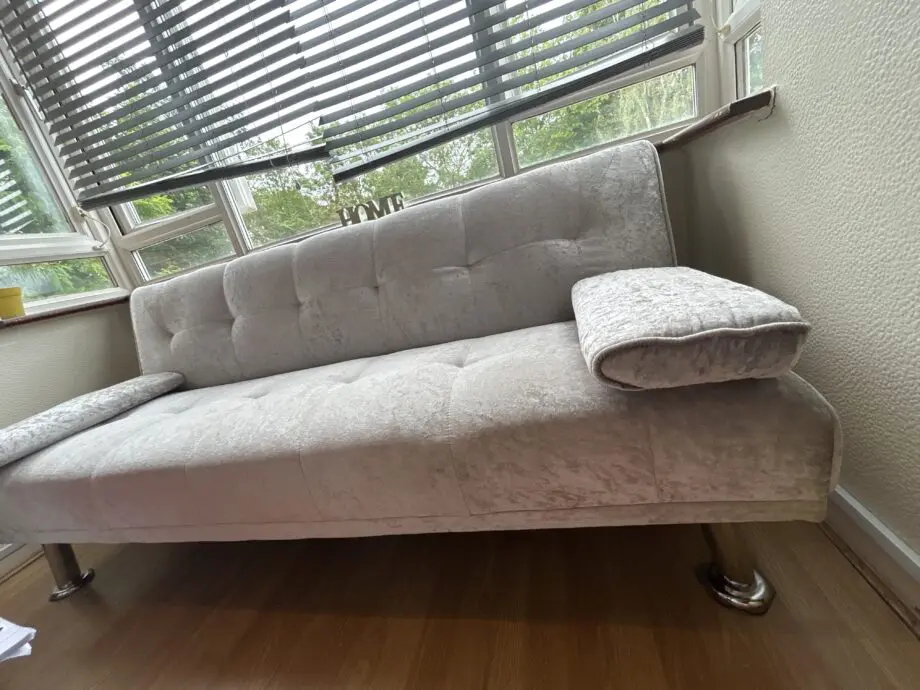 Italian Designer Crush Velvet Style Sofa Bed with Chrome Legs