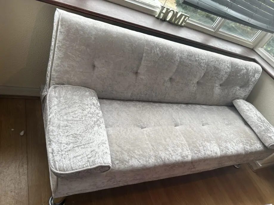 Italian Designer Crush Velvet Style Sofa Bed with Chrome Legs