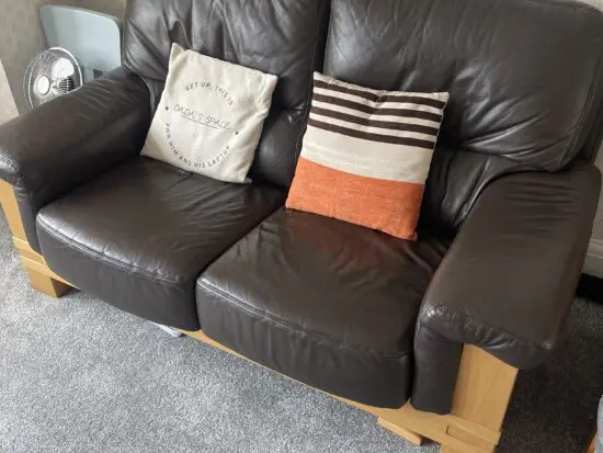DSF brown three seater sofa