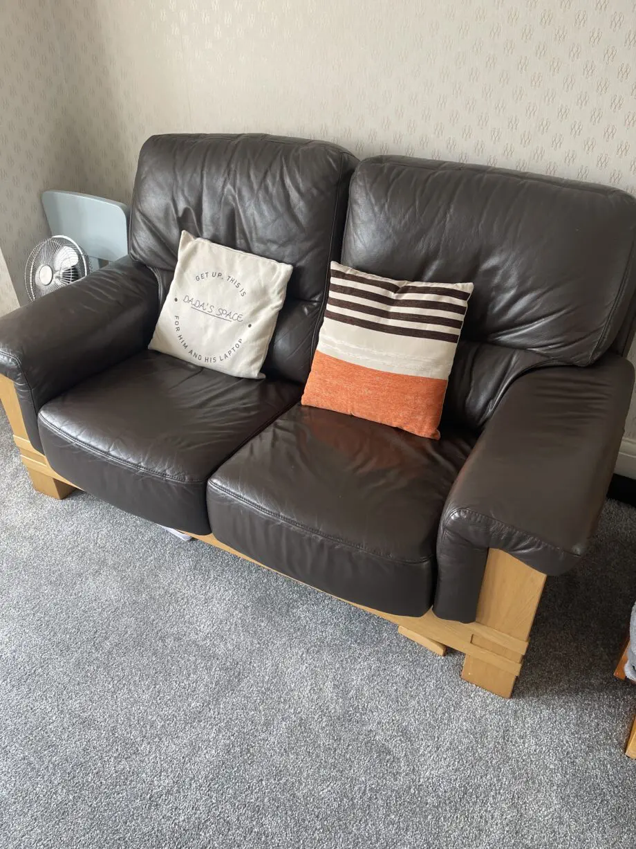 DSF brown three seater sofa