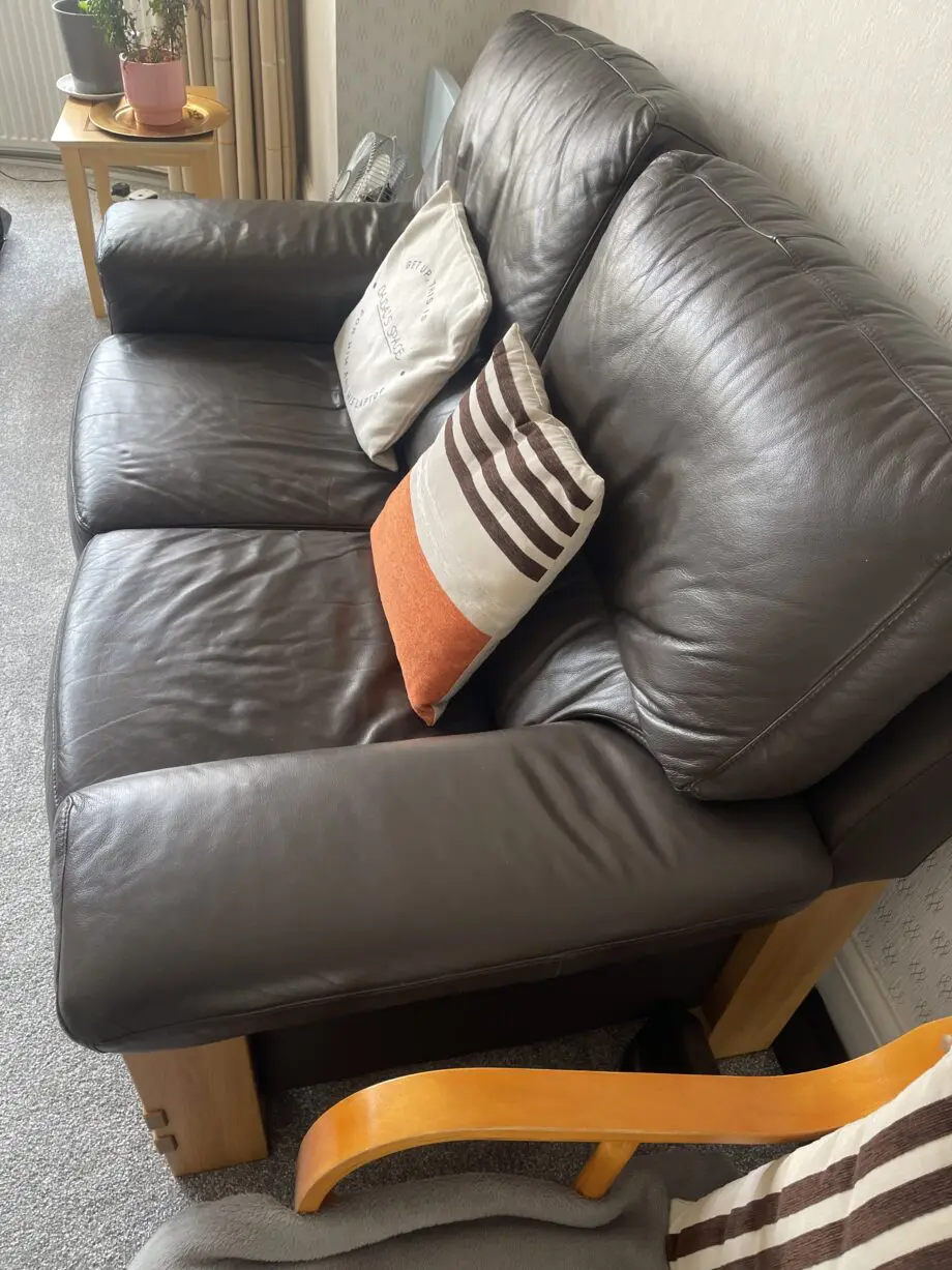 DSF brown three seater sofa
