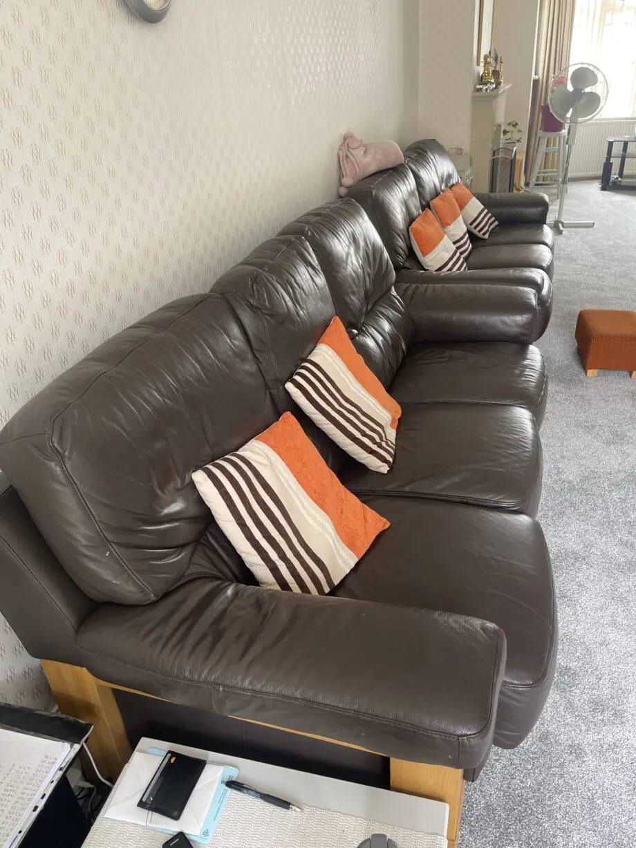 DSF brown three seater sofa