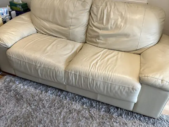 Beige leather 3&3 seater sofas
