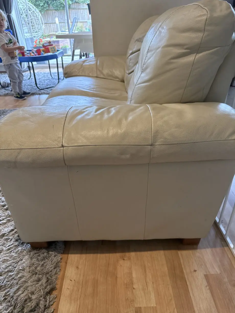 Beige leather 3&3 seater sofas