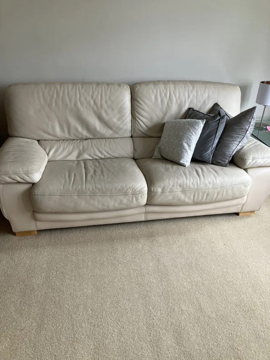 Cream leather sofa set