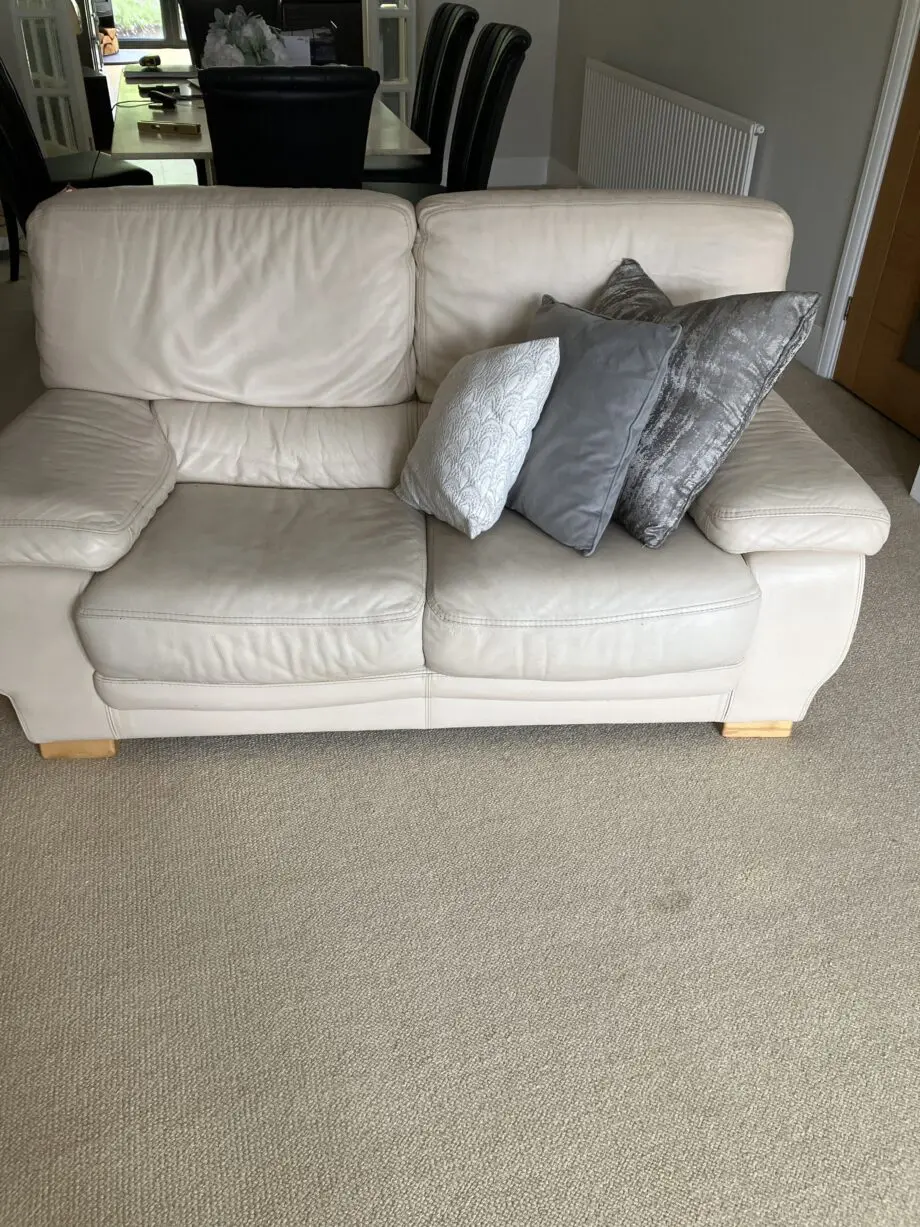 Cream leather sofa set